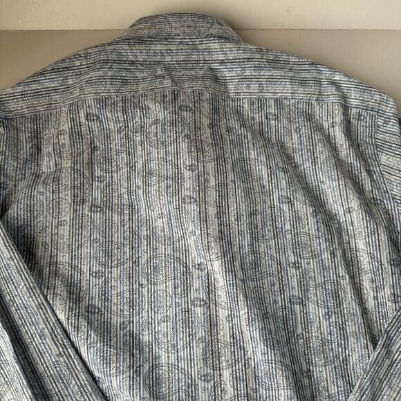 Thomas Dean Performance Button Down Shirt Blue Paisley Medium NWT - Picture 16 of 16